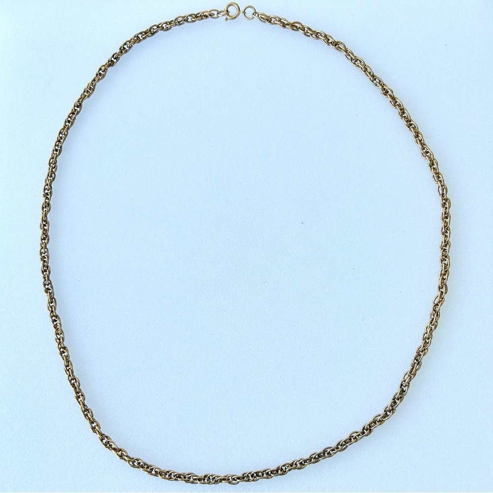 Vintage Large Rope Chain Link Necklace 24” Gold Plated Chunky and Bold